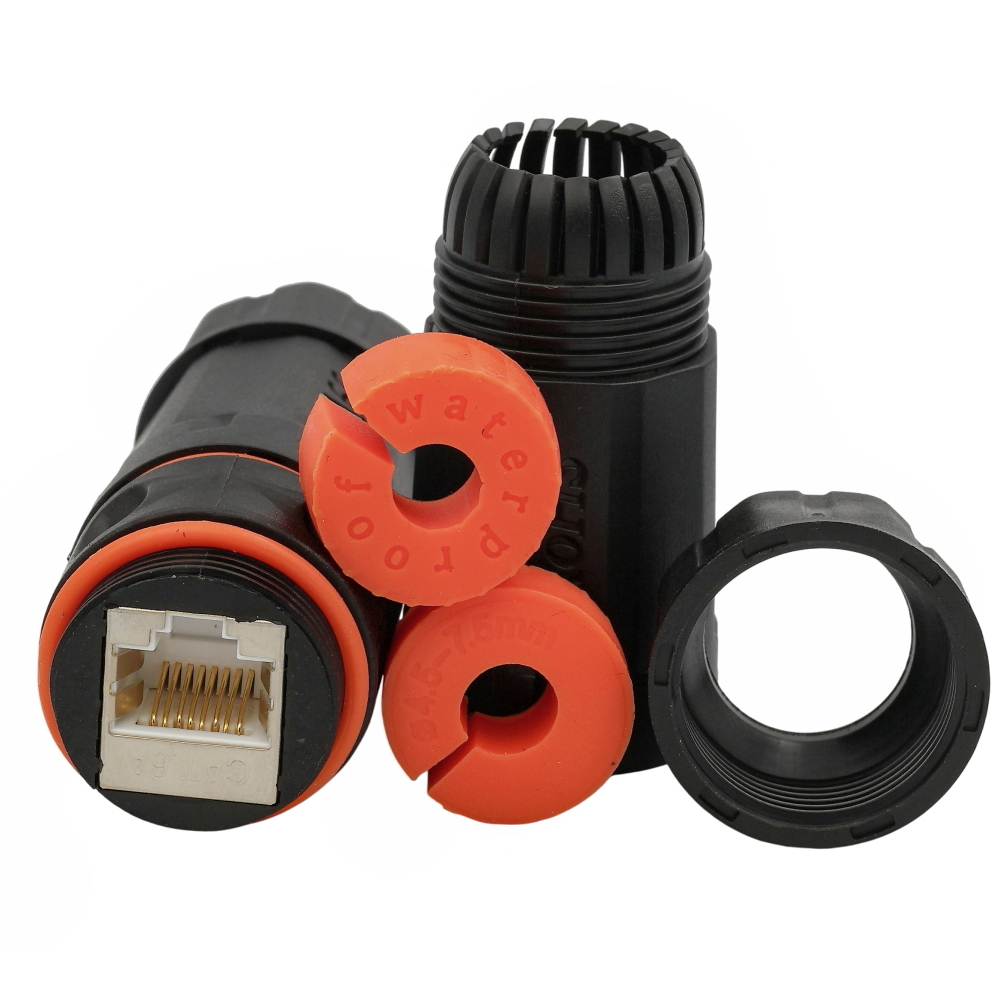 「RT-116669」** IP68 Waterproof Twisted Pair Connector, STP, Cat. 6A, for RJ-45